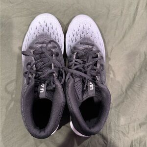 Black and Light Gray Athletic Sneakers with Lace-Up football cleats